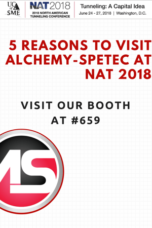 The North American Tunneling Conference (NAT) is the premier tunneling event for North America, bringing together the brightest, most resourceful and innovative minds in the tunneling and underground construction industry.  Here are 5 reasons to visit Alchemy-Spetec at NAT 2018...