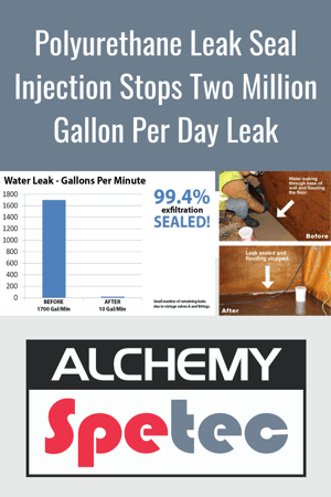 How polyurethane leak seal injection stopped a two million gallon per day leak at a water treatment plant.