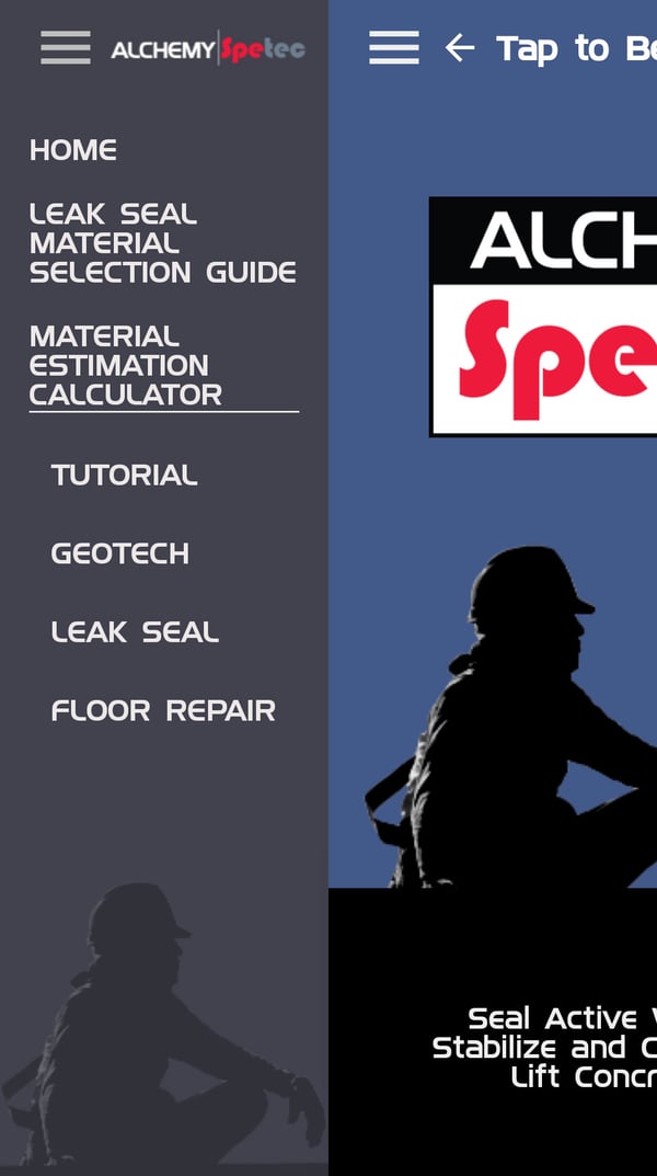 Polyurethane Estimating Calculator & Leak Seal Material Selection Guide
